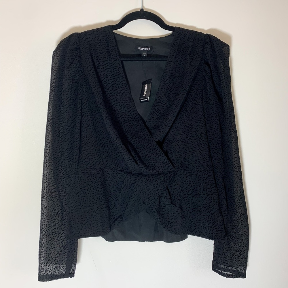 Express V-neck Black Long Sleeve Blouse | NWT